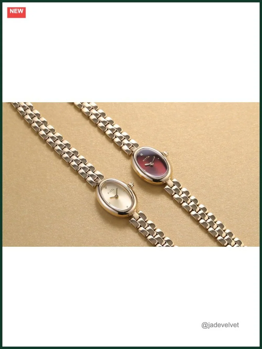 Vintage Oval Gold Watch Quartz Movement Sapphire Crystal Stainless Steel